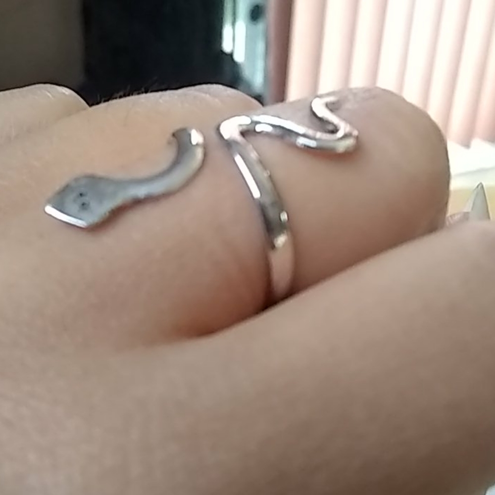 Sterling Solid Silver 925 Snake Ring - image 2